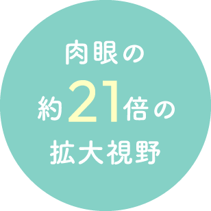 肉眼の約21倍の拡大視野